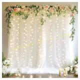Fomcet Tulle Backdrop with Lights 10x8FT