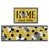 3 count Farmhouse Bee Daisy Kitchen Rugs