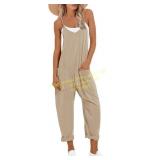 Muchpow Women's V-Neck Jumpsuit with Pockets Sz S