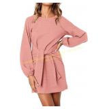 PRETTYGARDEN Striped Crewneck Dress