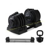 HolaHatha 3-in-1 Home Gym Dumbbell Set, Black