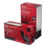 X3 Nitrile Gloves X-Large Black 100 pk