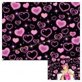 Black Heart 2000s Backdrop Banner 7x5FT Pink