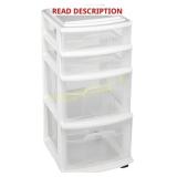 HOMZ 4-Tier Clear Plastic Drawer Tower