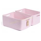 Light Pink Rope Baskets 2-pack 17x13x7.5'