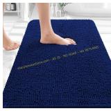 OLANLY Bath Rugs 30x20 Chenille Mats Navy