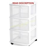HOMZ 3-Tier Drawer Tower Rolling Cart White