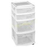 HOMZ 4-Tier Clear Plastic Drawer Tower