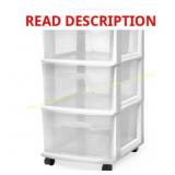 HOMZ 3-Tier Clear Plastic Rolling Storage Cart