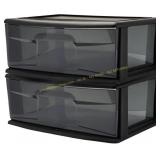 HOMZ 2-Pack 1-Drawer Storage Cart, Black Frame