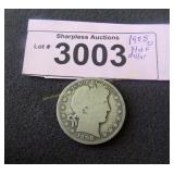 1908 0 Barber  silver half dollar