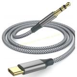 Aux to USB-C Cable 6.5ft Nylon Braided Cord