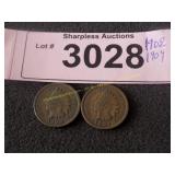 1902 and 1904 Indian head pennies