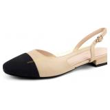 Women Size 6 Slingback Flats 2.0 Square Toe Flats