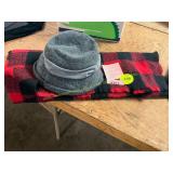 Comhats Size M Hat + Buffalo Plaid Shawl