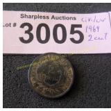 Civil War 1864 two cent coin