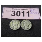1935 and 1943 Mercury silver dimes