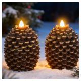 Eldnacele Pine Cone Flameless Candles 2 Pack