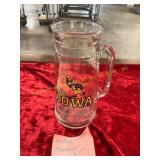 Vintage Iowa Hawkeye Glass Stein w/ Herky