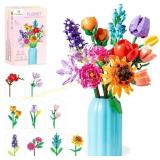 Flowers Bouquet Building Block Sets with Vase