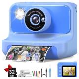 Kids Camera Instant Print, 32GB, Blue, 3-12