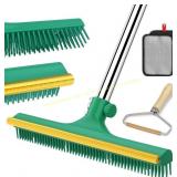 BLUE 3 in 1 Carpet Rake for Pet Hair, 60" Handle