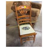 Needle point wooden chair