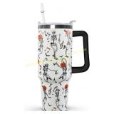Halloween Skull Tumbler, Insulated Coffee Cup
