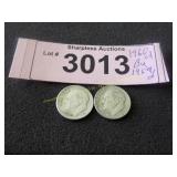 Uncirculated 1959 D and 1960 D Roosevelt silver