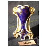 Decorated cobalt blue porcelain vase