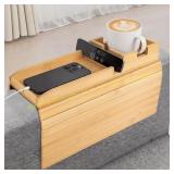 Bamboo Couch Arm Tray Table with Cup Holder