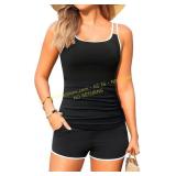 Women Tankini Swimsuit with Shorts - LARGE