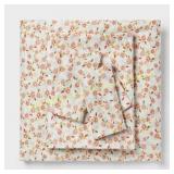 Queen Cotton Sateen Sheet Set Pink Floral