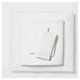 Queen Easy Care Sateen Sheet Set White - 4-Pc
