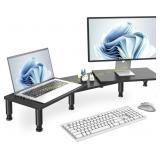AX Waber Dual Monitor Stand Riser, Black