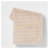 Textured Faux Fur Reversible Throw Blanket