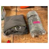 Fleece throw and blackout curtains