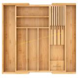 Bamboo Silverware Drawer Organizer, Expandable