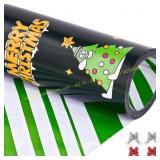 EWES Black Christmas Wrapping Paper 28.5sq.ft