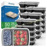 50 Pack 28 oz Meal Prep Containers with Lids