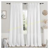 Nanspring White Linen Curtains 90" Long
