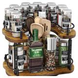 Lazy Susan Spice Rack, 12" Wood Rotating Tray