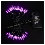 Purple Battery Halloween Lights, 50LED