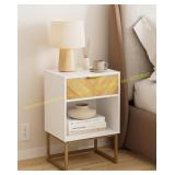 Boho Wood Nightstand Bedside Table White
