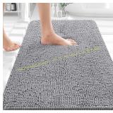 OLANLY 30x20 Chenille Bath Mats, Grey