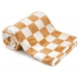 30x40 Plush Checkered Baby Blanket, Orange