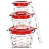 M MCIRCO 6 Pcs Glass Measuring Cups with Lids