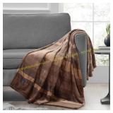 Brookstone Heated Printed Plush Throw Striped