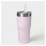 30oz Stainless Steel Tumbler with Straw Purple