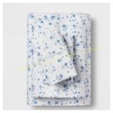 King Printed Sheet Set 400TC White/Blue Floral